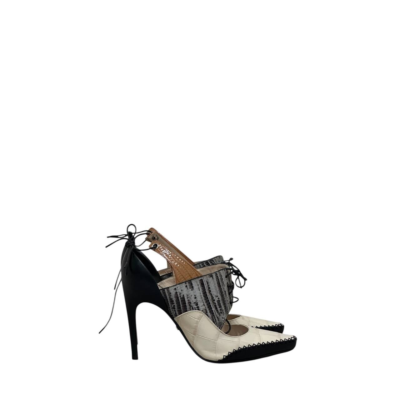 Dior Nomade FW16 Crocodile-Embossed Leather Heels 38 Pre-owned