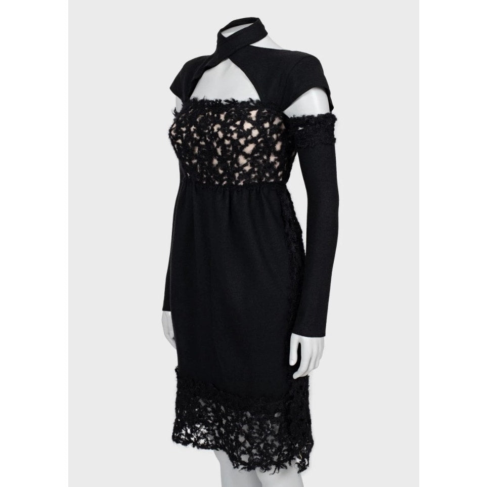 Fendi Black Wool Detachable Sleeves l Dress Sz/40/S Pre-owned