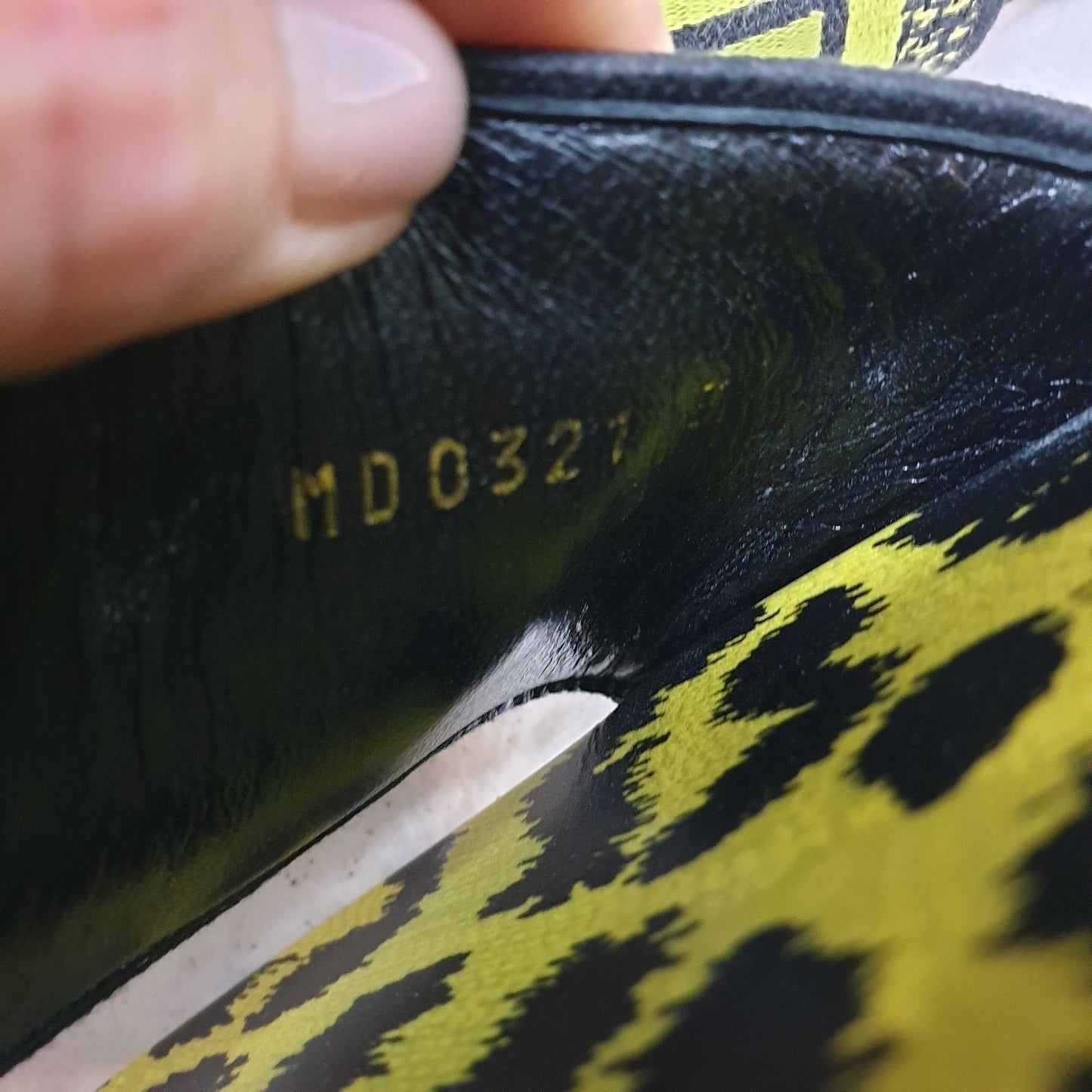 Dior Dway Slide Sandals Lime Pop Leopard Print Sz.38 pre-owned