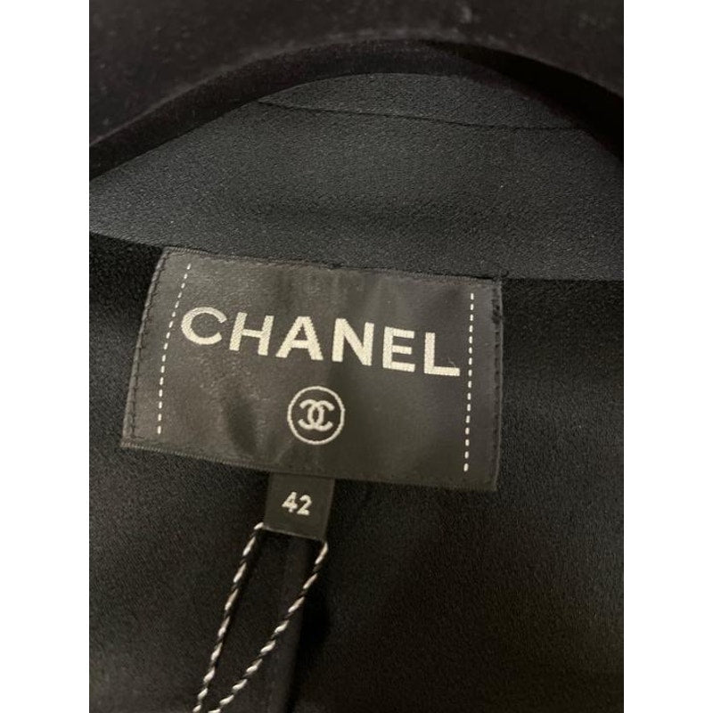 NWOT Chanel Black Coat with Gold Strap Details, Sz 42/ XL Pre-owned