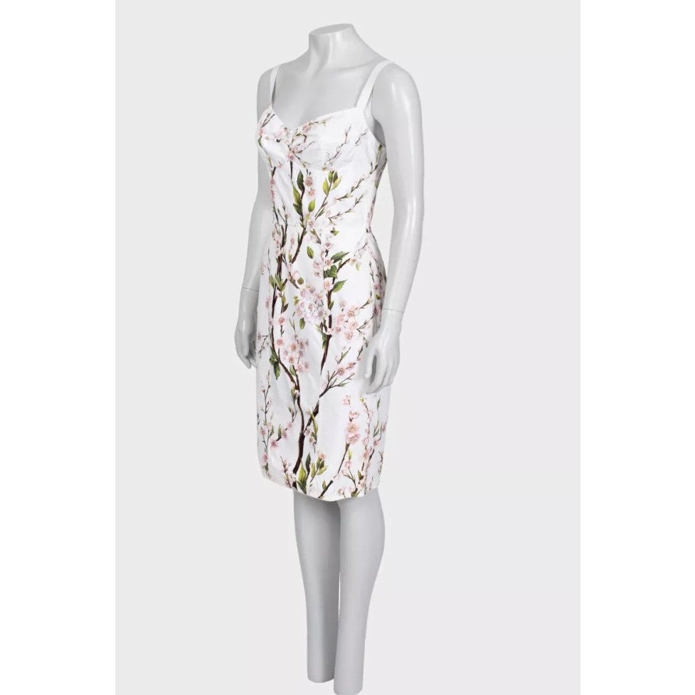 Dolce & Gabbana White Floral Print Mini Dress Sz.40 Pre-owned