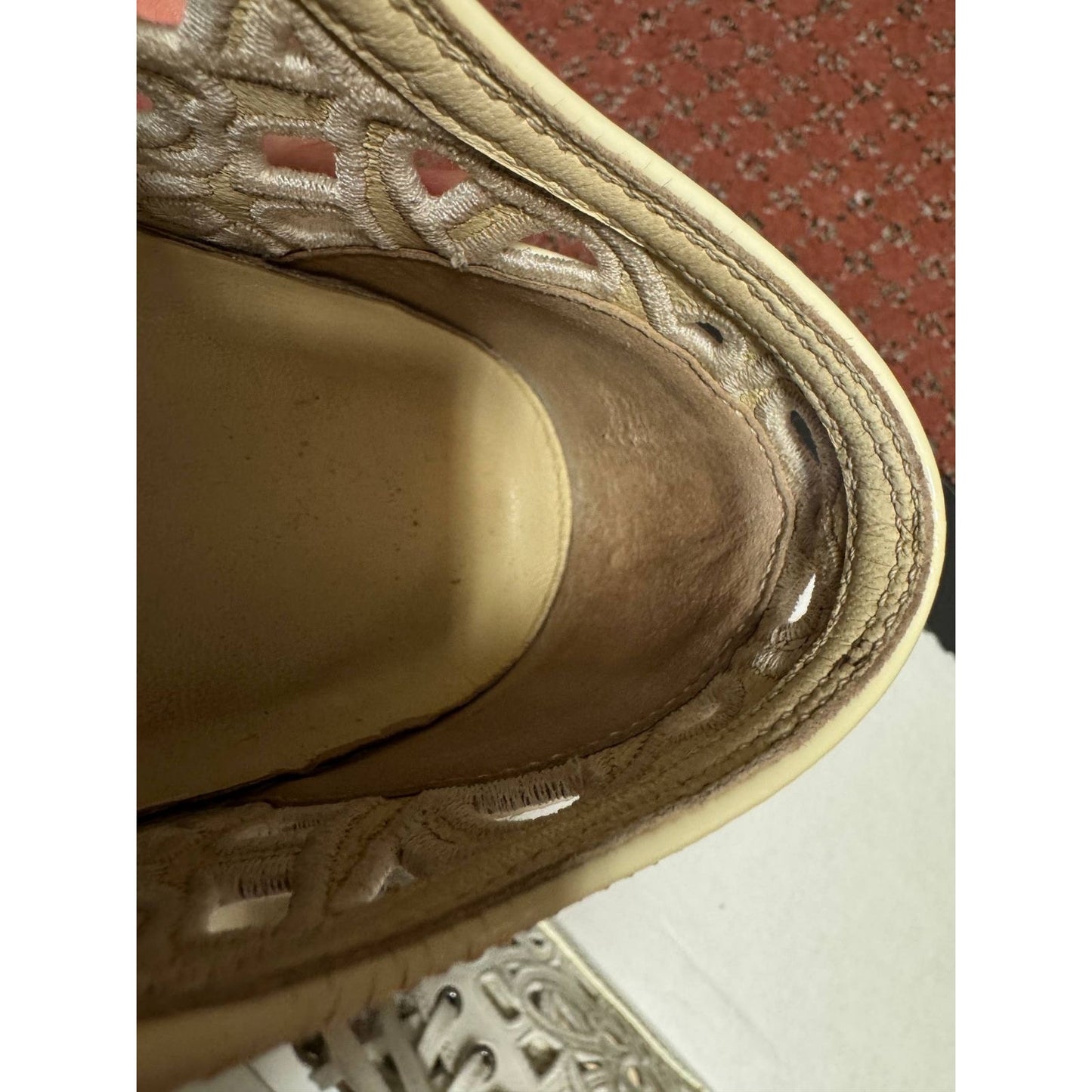 Chanel White Perforated Textile Lace-Up Sneakers EU 38 pre-owned