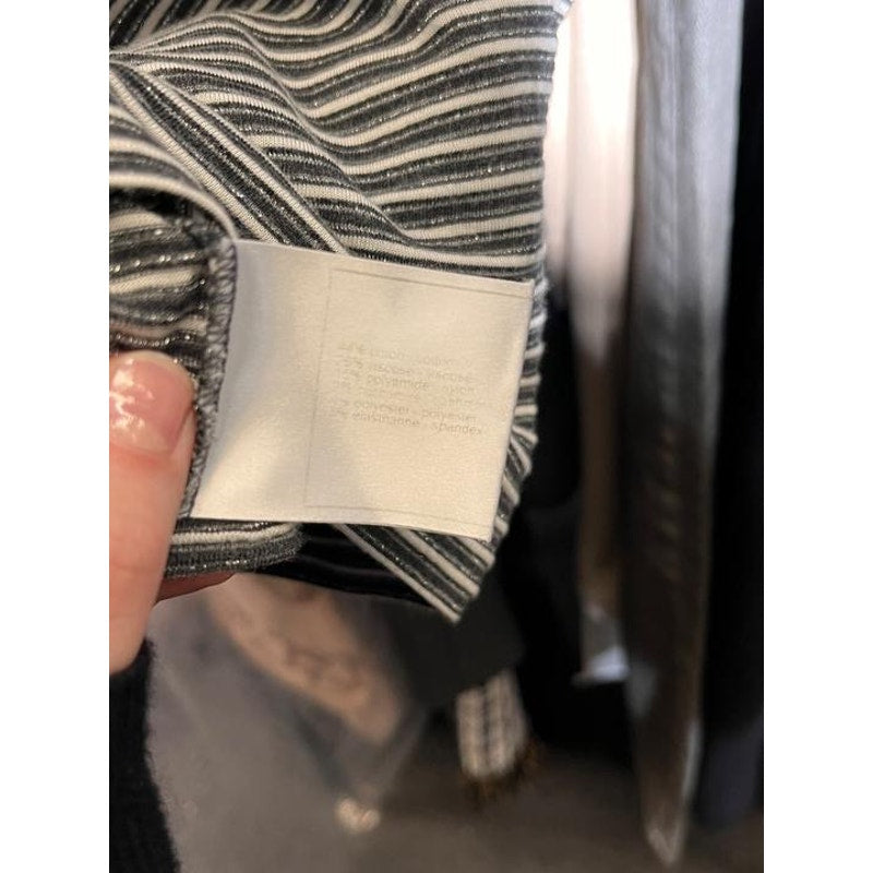Chanel 2015 Black White Striped Fitted T-Shirt FR 34 XS Pre-owned