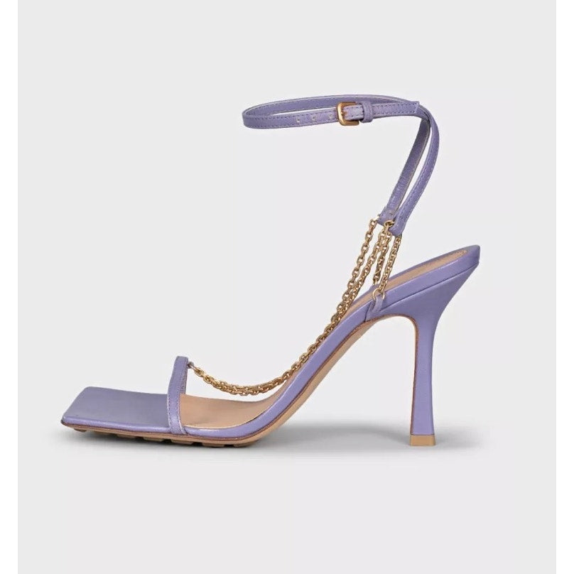 Bottega Veneta Purple Leather Chain Sandals, Size 37 Pre-owned