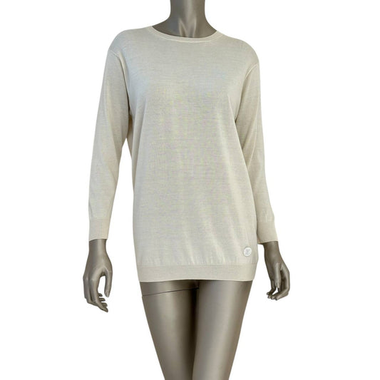 Louis Vuitton Cream Silk Cashmere Long Sleeve Top Sz.M