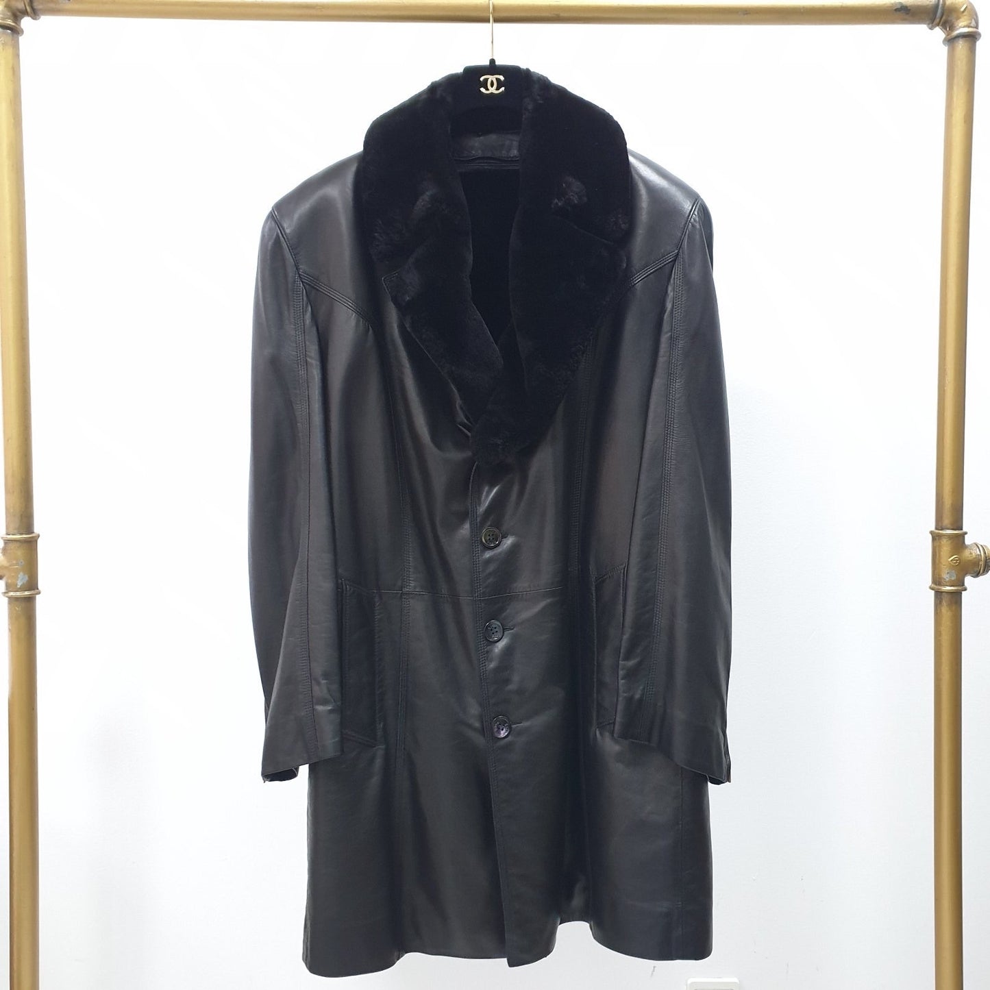 Zilli Shearling-Lined Brown Leather Coat - Size XXL / 64 Pre-owned