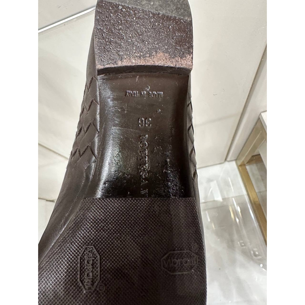 Bottega Veneta Dark Brown Leather Intrecciato Ballet Flats Sz.36 Pre-owned