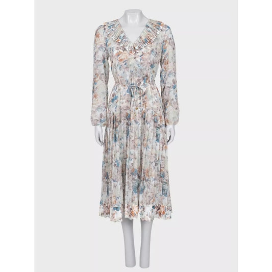 Zimmermann Floral Sheer Pleated DressSz. 2/M pre-owned