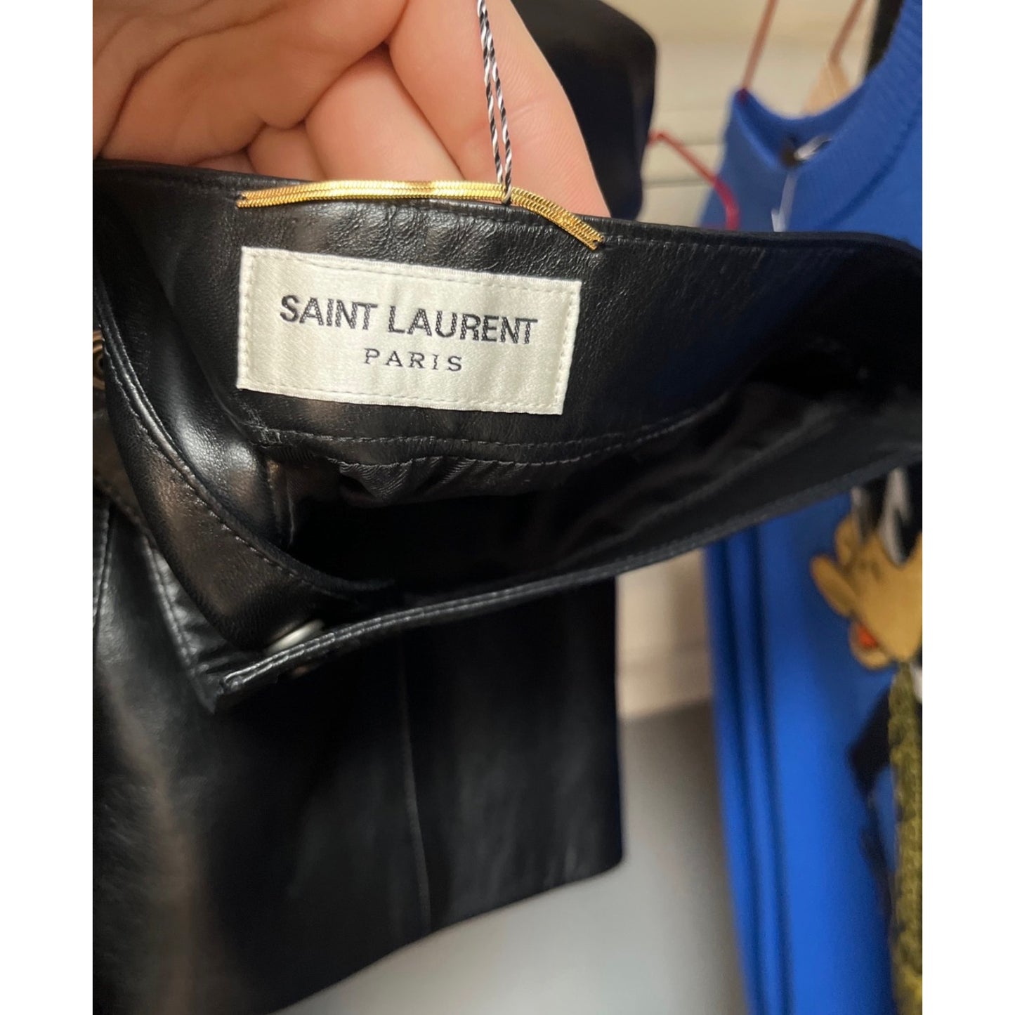 Saint Laurent Black Leather A-Line Button-Up Skirt Sz 42 Pre-owned