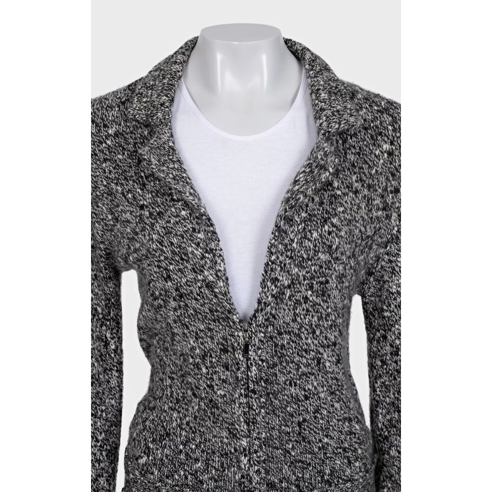 Chanel Black & White Cashmere Long Cardigan Sz.40/S Pre-owned