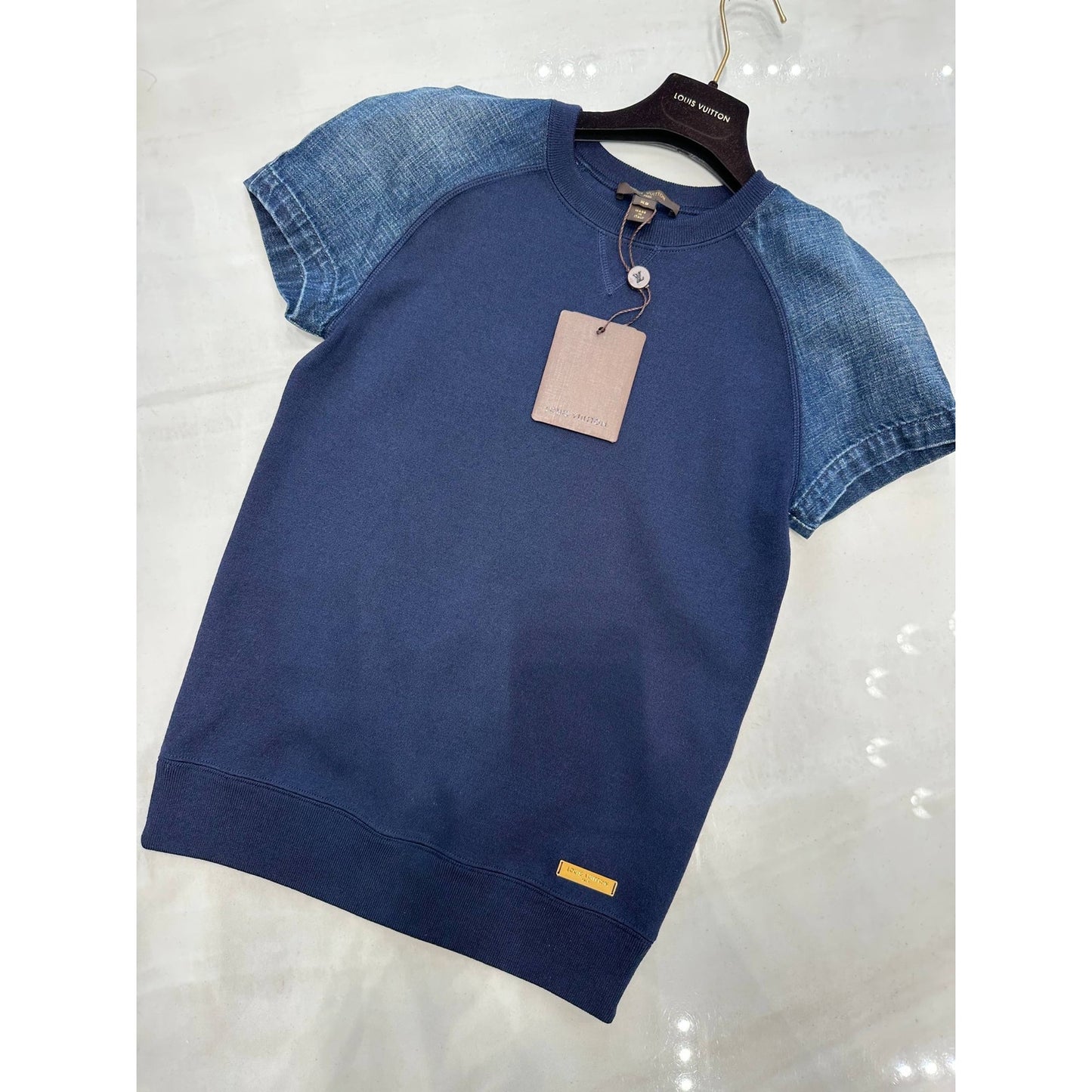 Louis Vuitton Wool & Silk T-Shirt with Denim Sleeves Set - XS Pre-owned