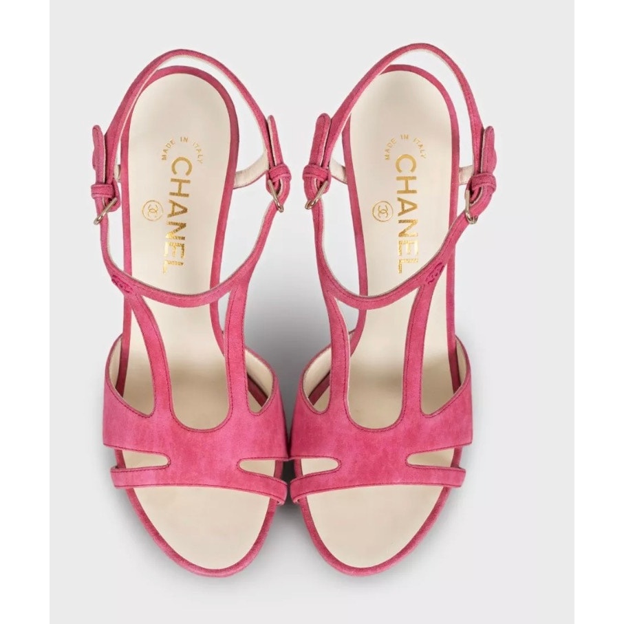 Chanel Pink Suede High Heel Sandals - Size 39 Pre-owned
