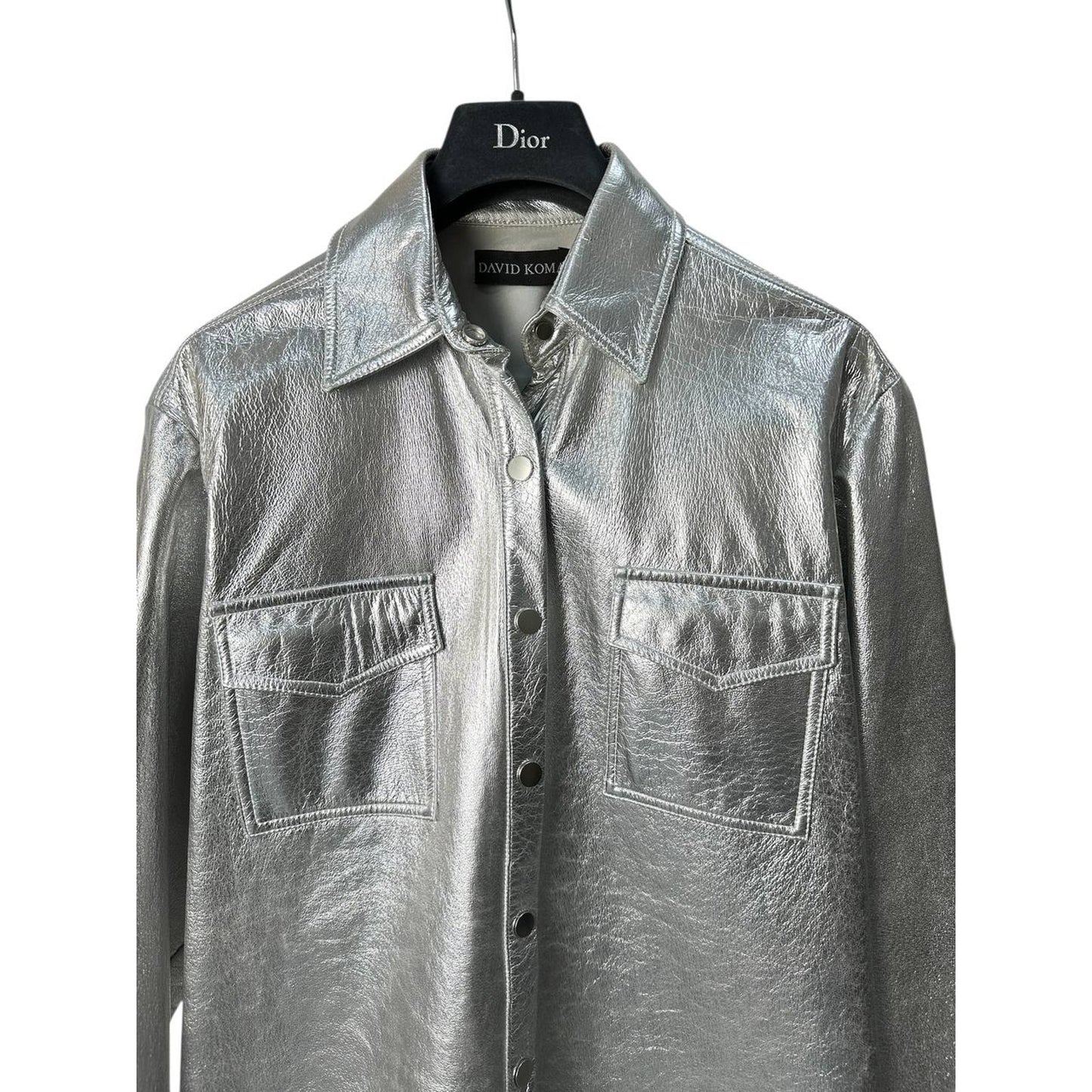 David Koma Silver Leather Shirt Sz.6