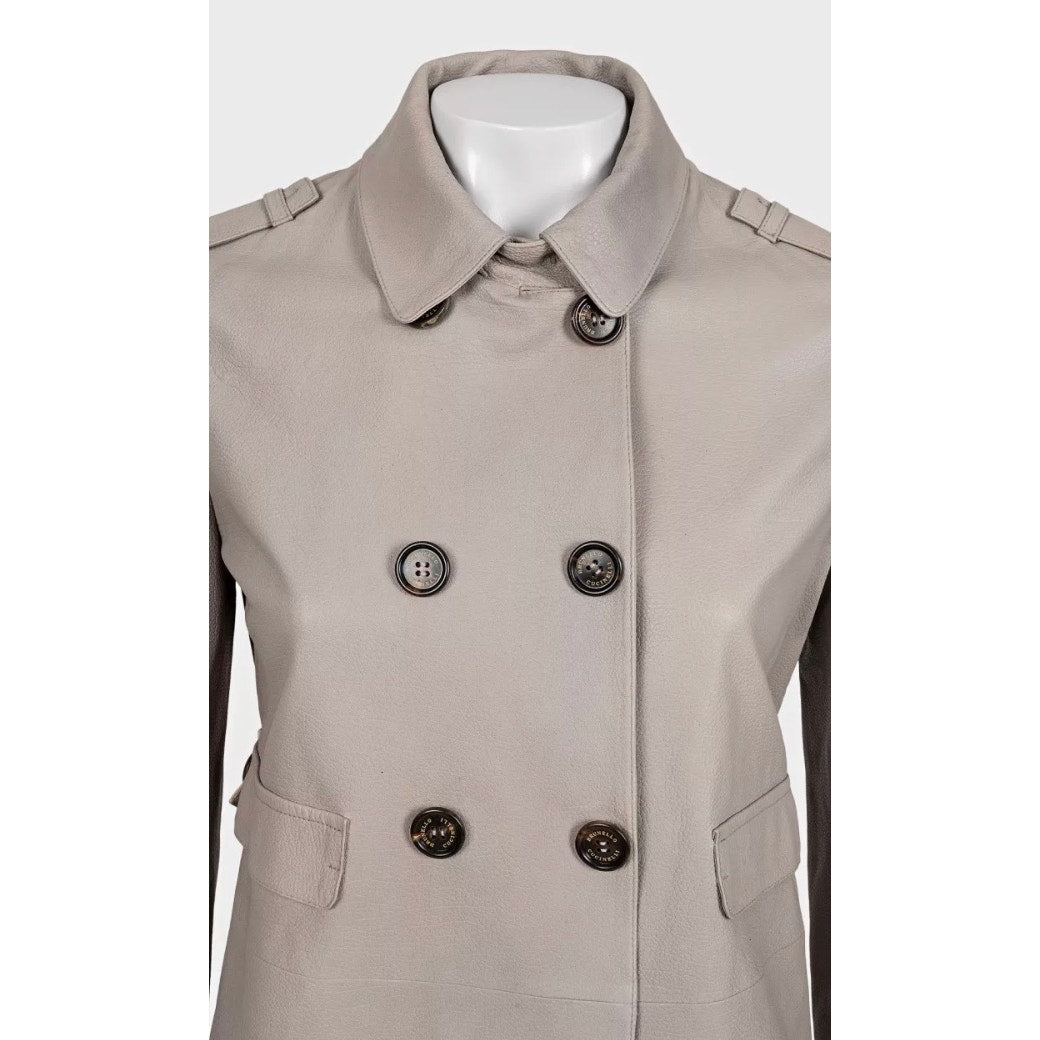 Brunello Cucinelli Beige Leather Jacket - IT 42 / M Pre-owned