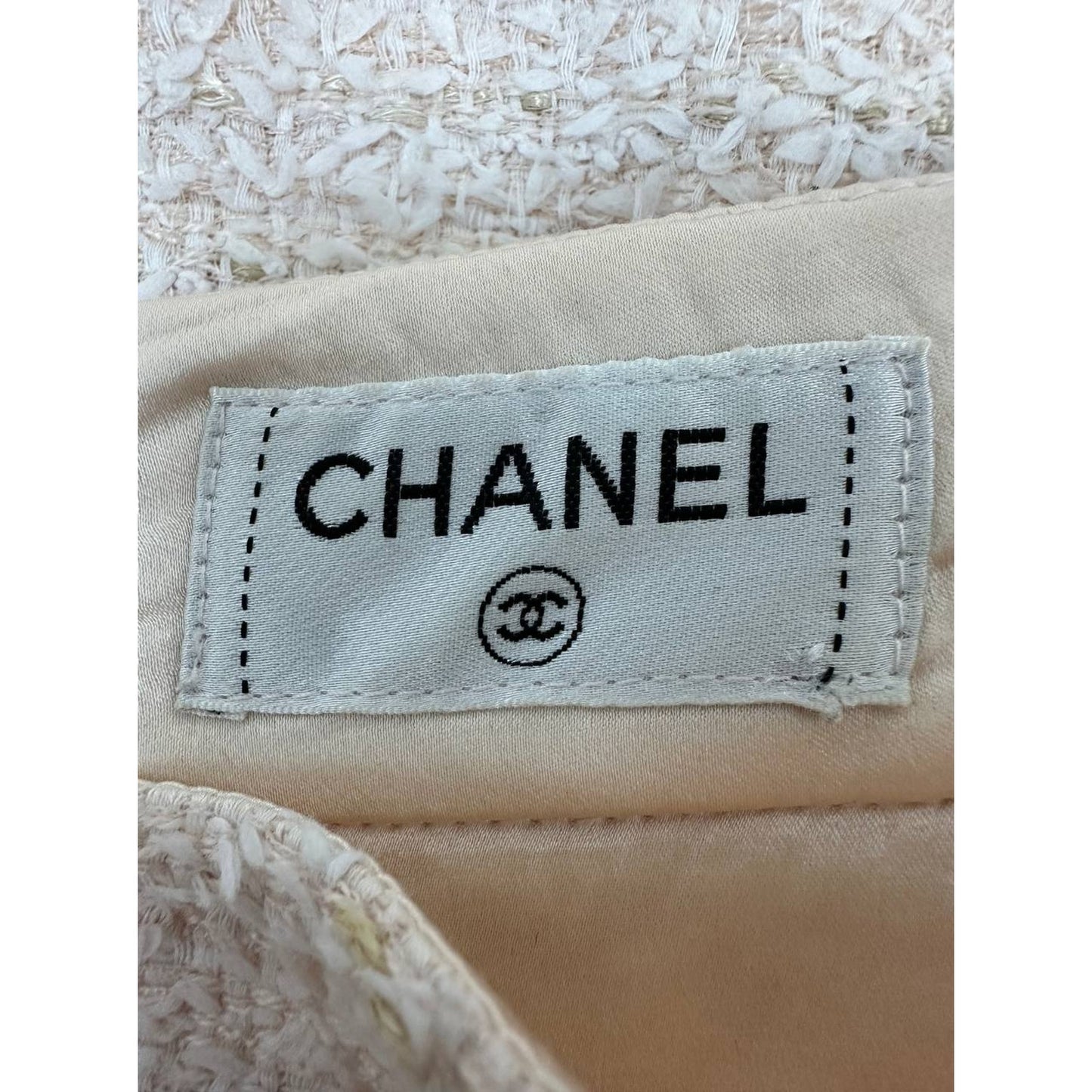 Chanel White Tweed  Skirt  Sz.44 Pre-owned