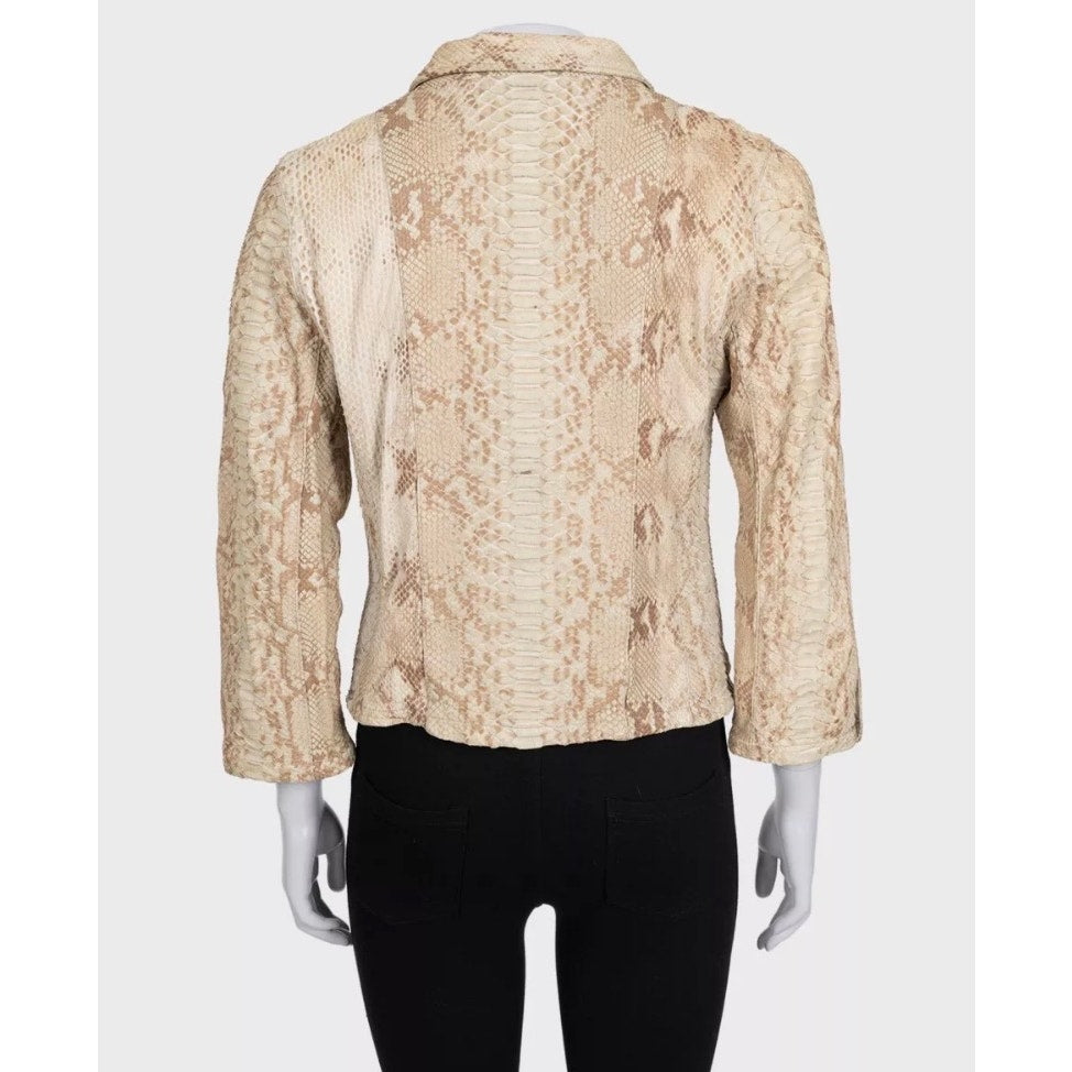 Prada Beige Lambskin Leather Fitted Jacket L
