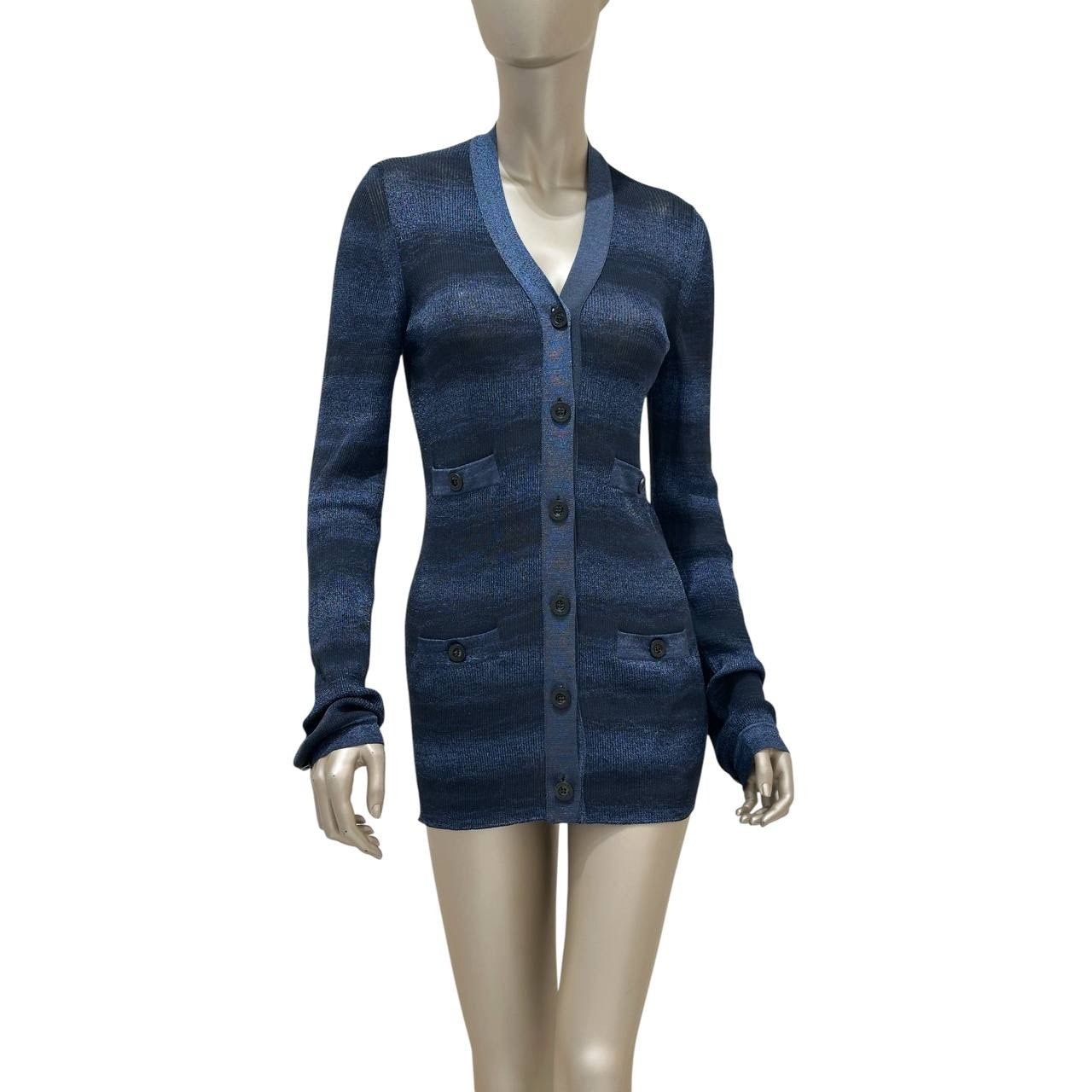 Chanel Navy Metallic Knit Fall 2009 Collection Cardigan  Sz.40 Pre-owned