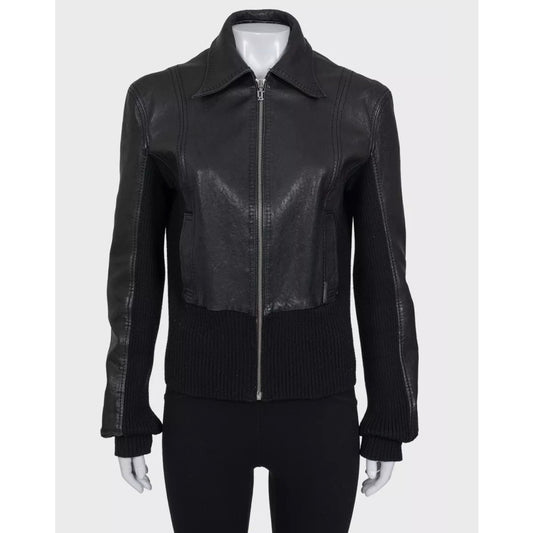 John Galliano Black Embroidered Leather Jacket EU34/XS pre-ownned