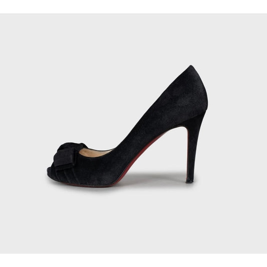 Christian Louboutin Black Suede Bow Heels - Size EU 36 Pre-owned