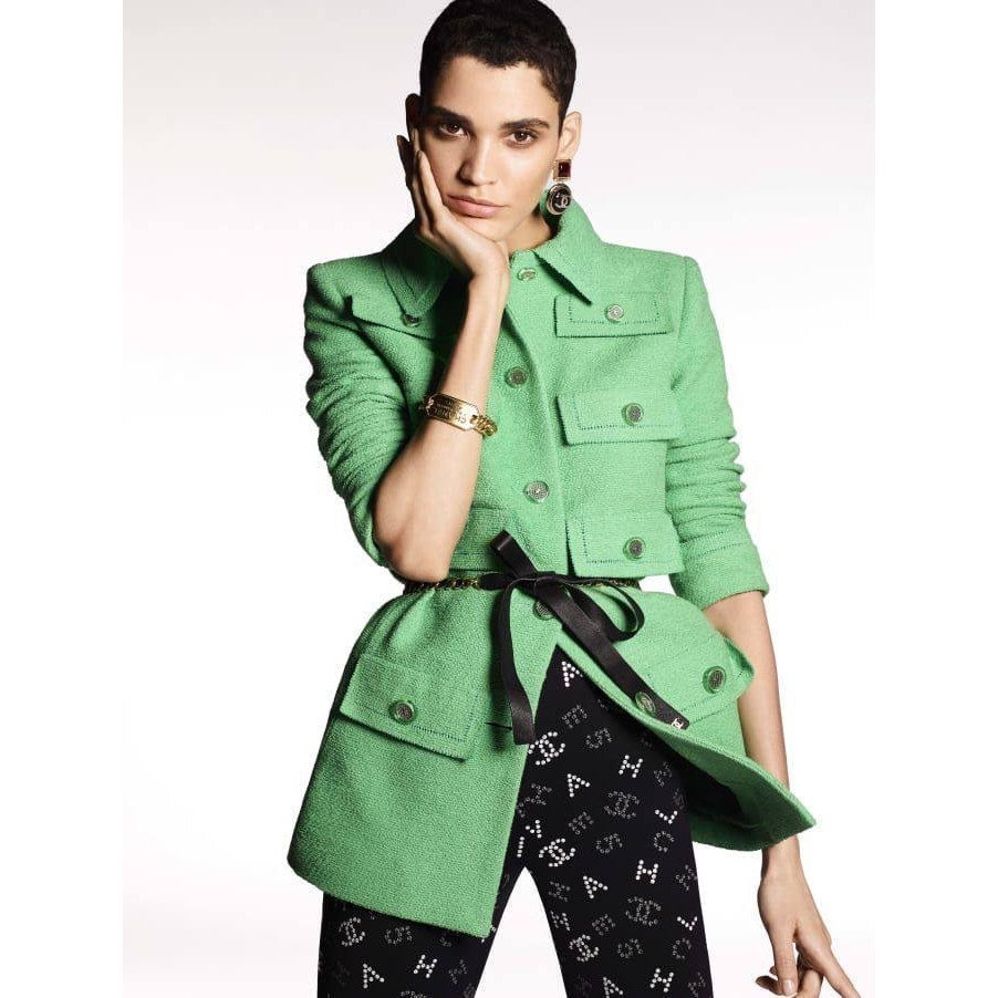 Chanel Cruise 2020 Look 16 Green Bouclé Jacket Size FR 40 Pre-owned
