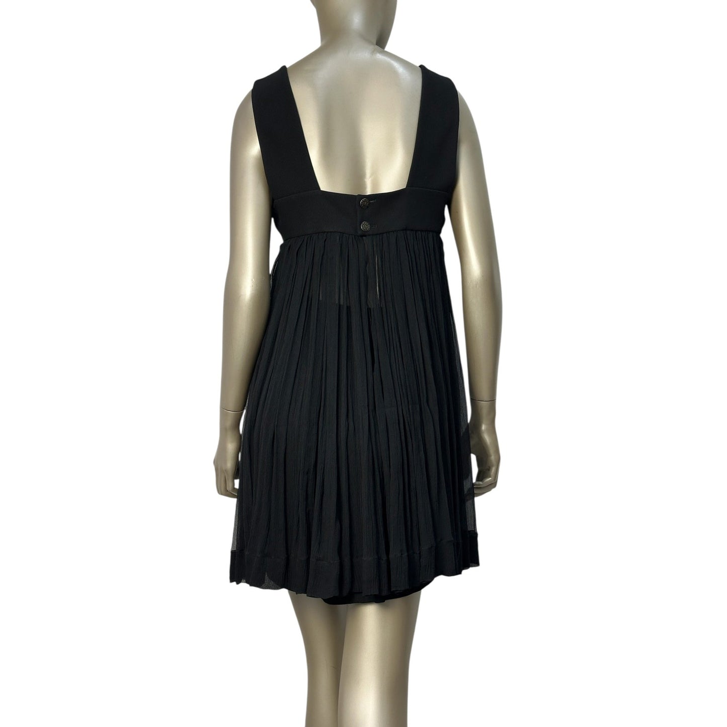 Chanel Silk Pleated Flower Belt Dress  Sz.40 Pre-owned