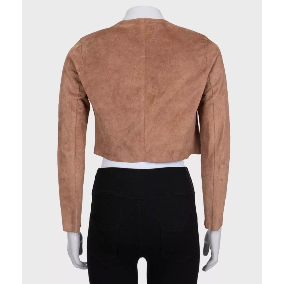 Saint Laurent Brown Suede Cropped Jacket - EU 38/M Pre-owned