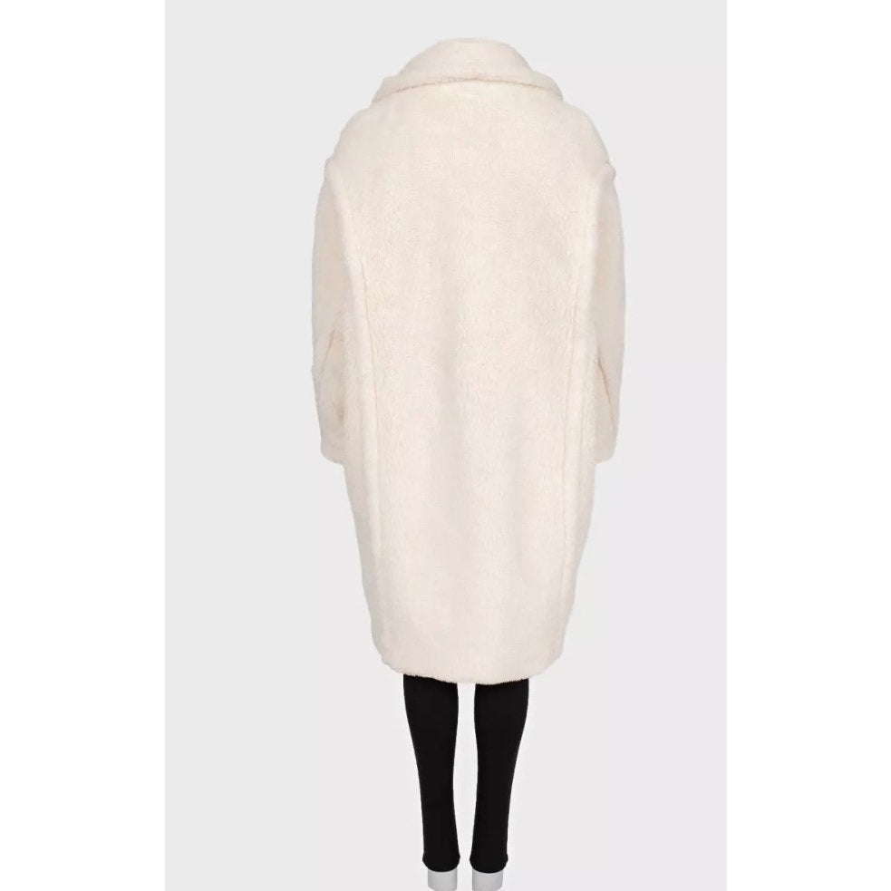 Max Mara White Straight Cut Teddy Coat L pre-owned