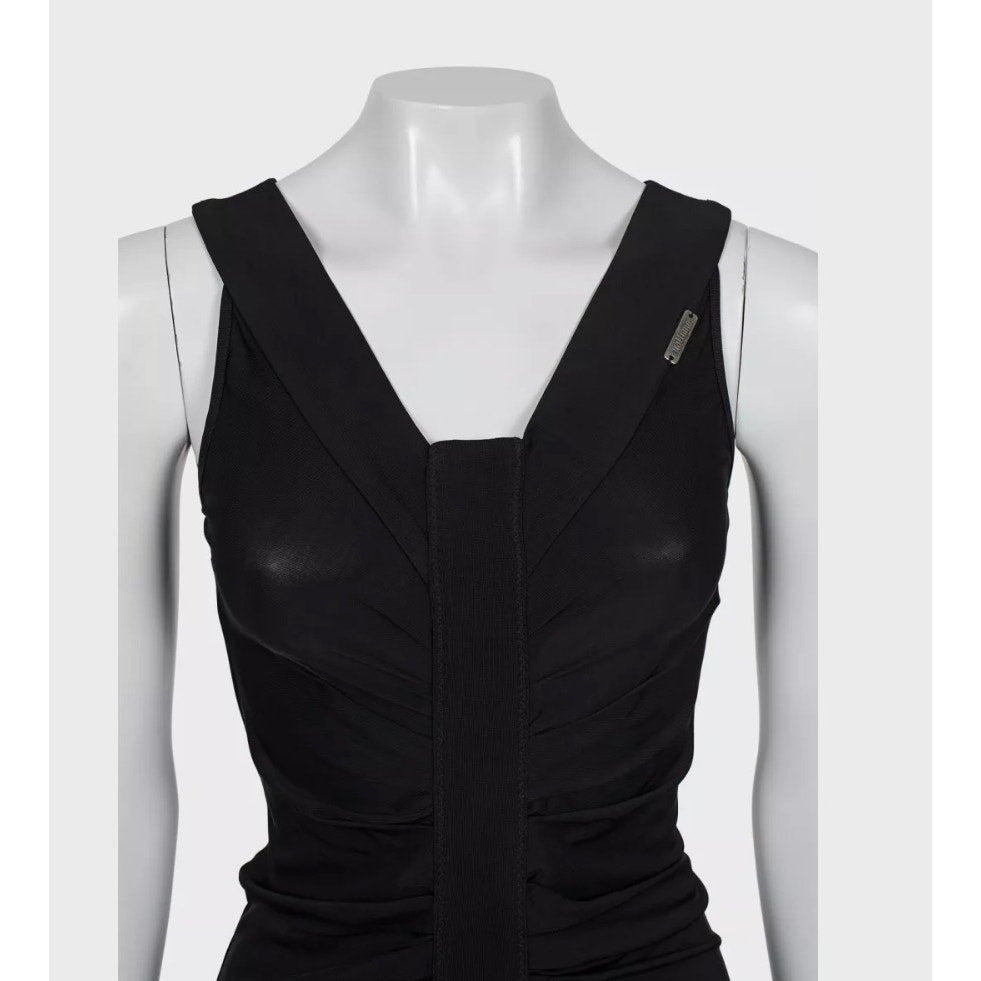 Galliano Black Draped Bodycon Mini Dress - Size XS Pre-owned