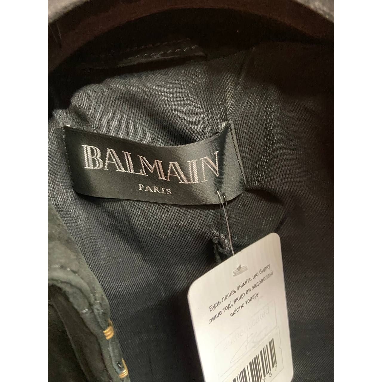 Balmain Black Suede Jacket with Gold Hardware - Size 38 Pre-owned