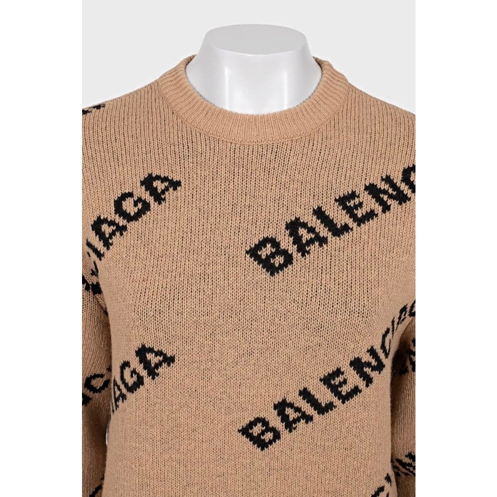 Balenciaga Brown Oversized Wool Sweater - Sz XS Pre-owned