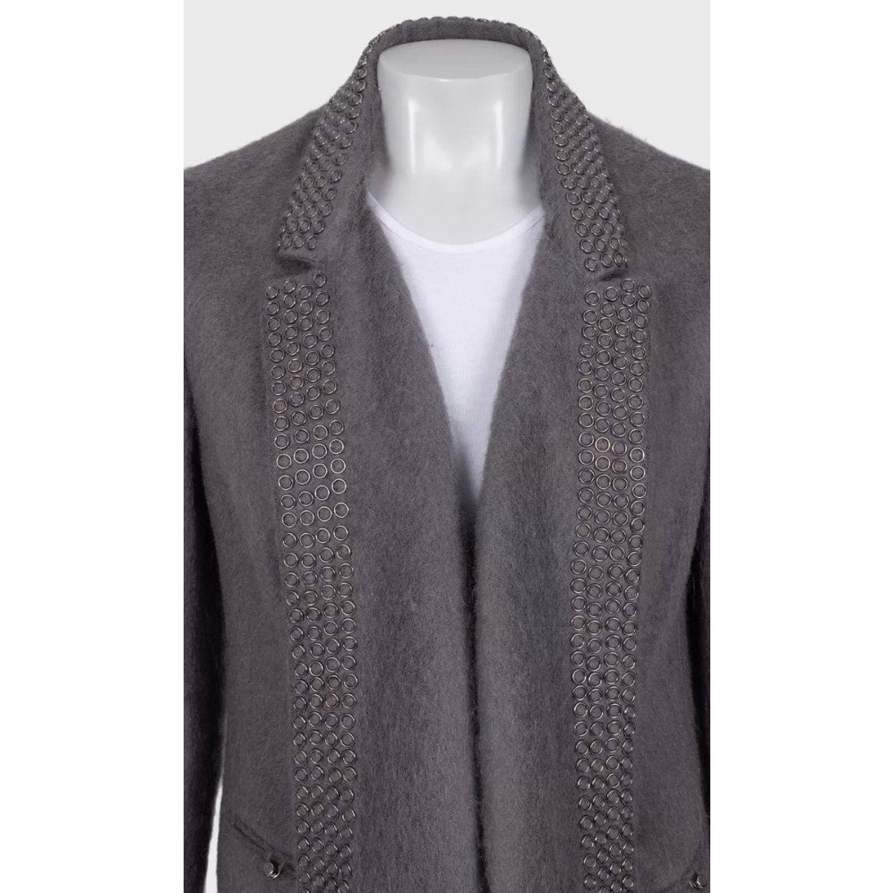 Roberto Cavalli Grey Straight-Cut Coat, Size 42 Pre-owned