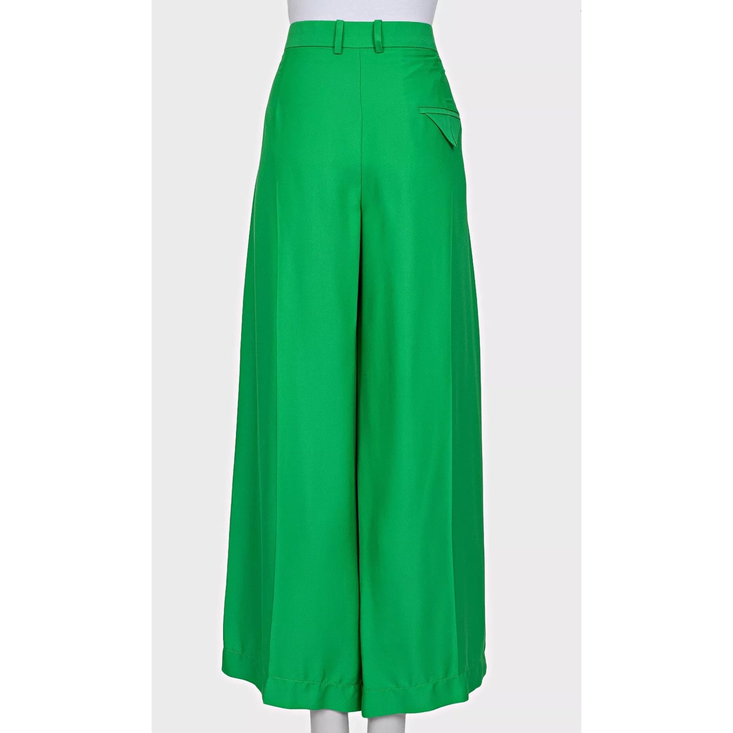 Bottega Veneta Wide-Leg Green Viscose-Silk Pants XL Pre-owned