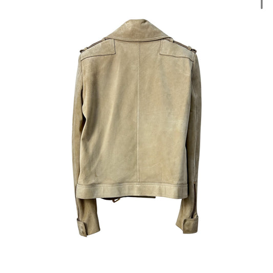 Tom Ford Beige Suedet Gold Hardware Jacket Size 40 Pre-owned