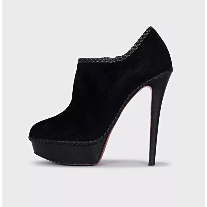 Christian Louboutin Black Suede Ankle Booties 37.5 EU Pre-owned