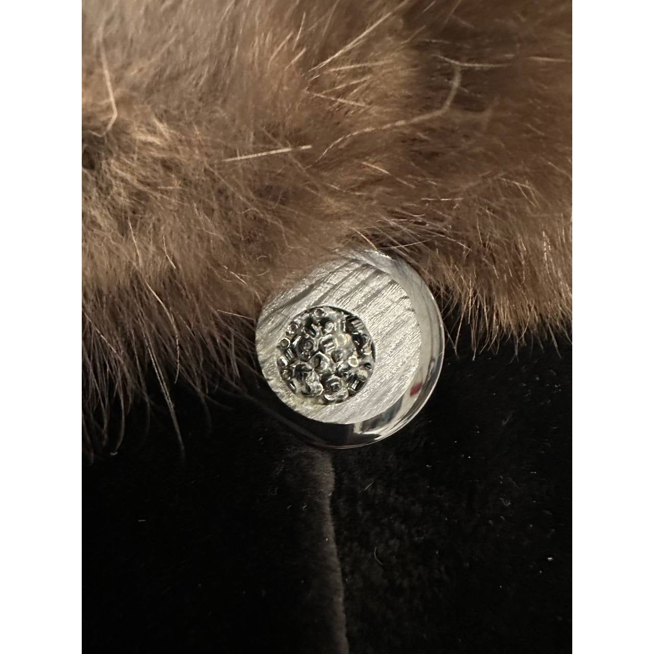 Diamond Faux Furs Luxury Italian Platinum Coat - Size L Pre-owned