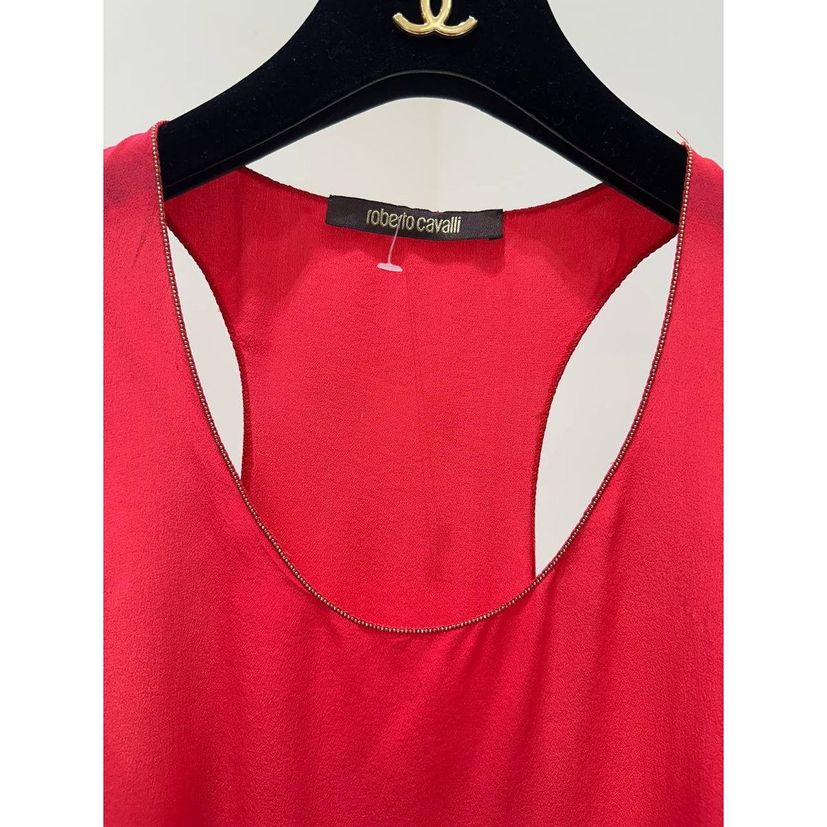 Roberto Cavalli Red Silk Sleeveless Dress, Size 40 pre-owned
