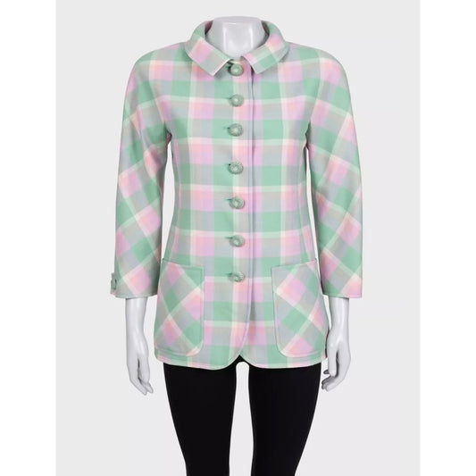Valentino Boutique Green Plaid Cropped Coat US 6 / M Pre-owned