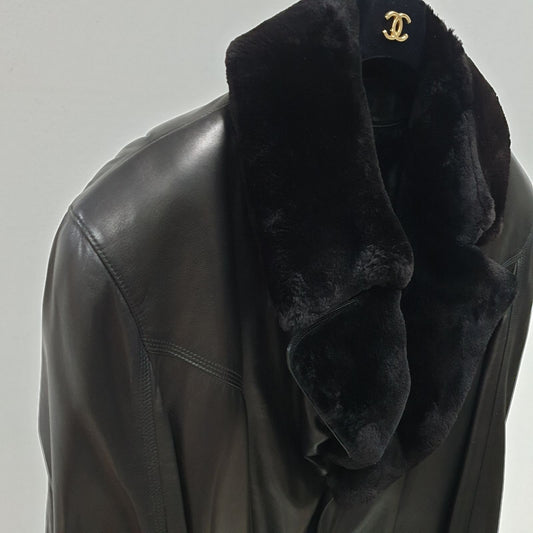 Zilli Shearling-Lined Brown Leather Coat - Size XXL / 64 Pre-owned