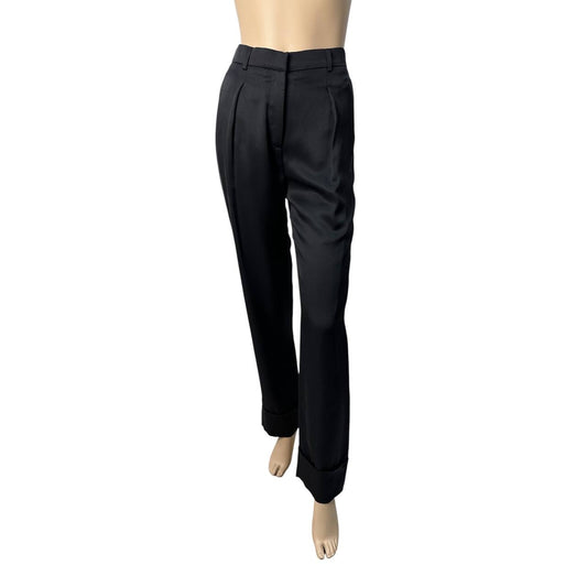 CHANEL Black Silk Straight Leg Pants  Size 34 Pre-owned