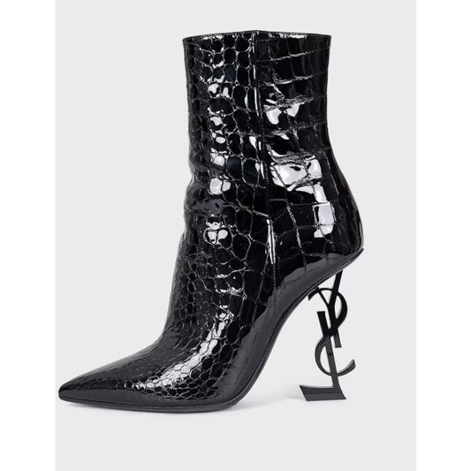 Saint Laurent Opyum Leather Ankle Boots – Size 38.5 Pre-owned