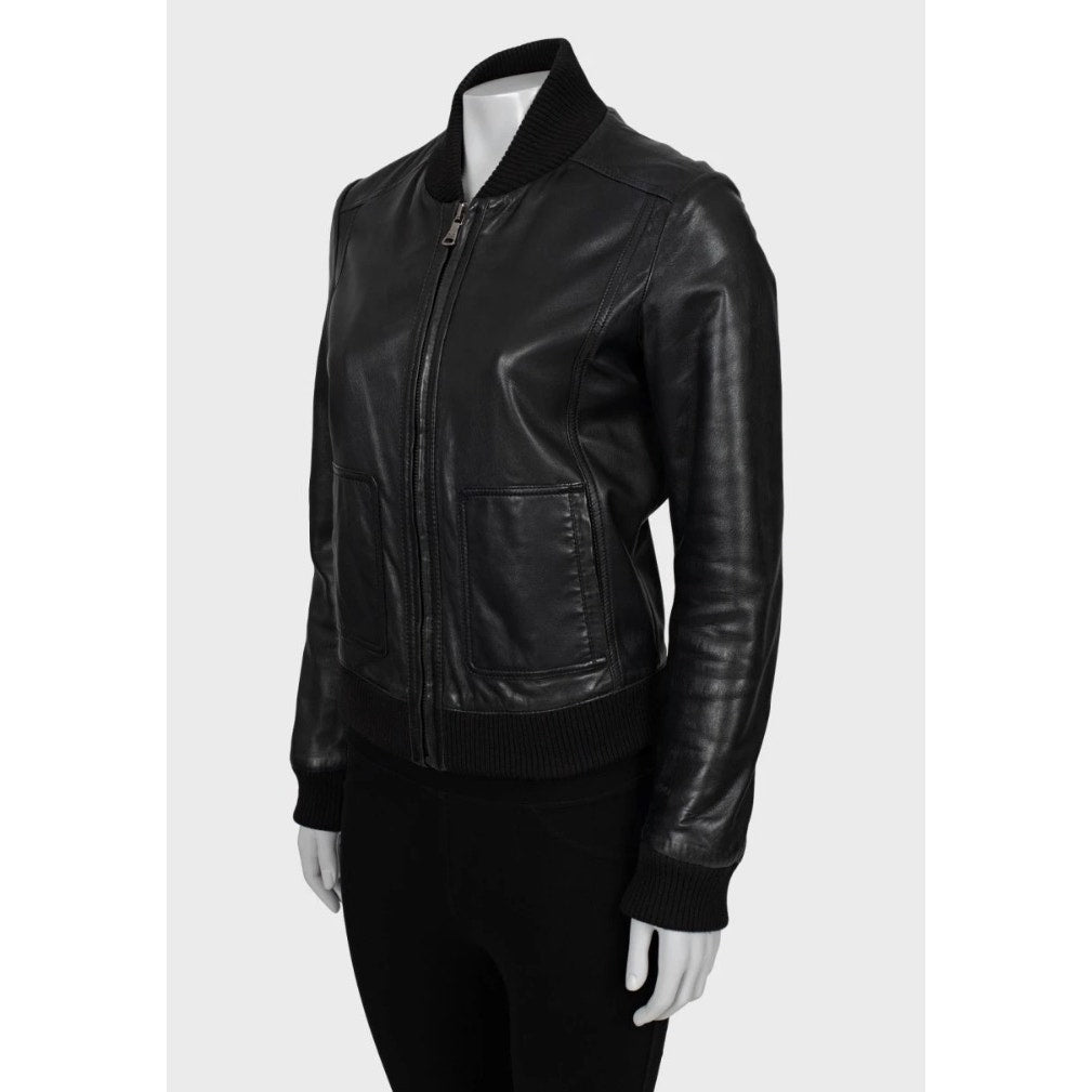 Dolce & Gabbana Black Leather Bomber Jacket - IT38/XS pre-owned
