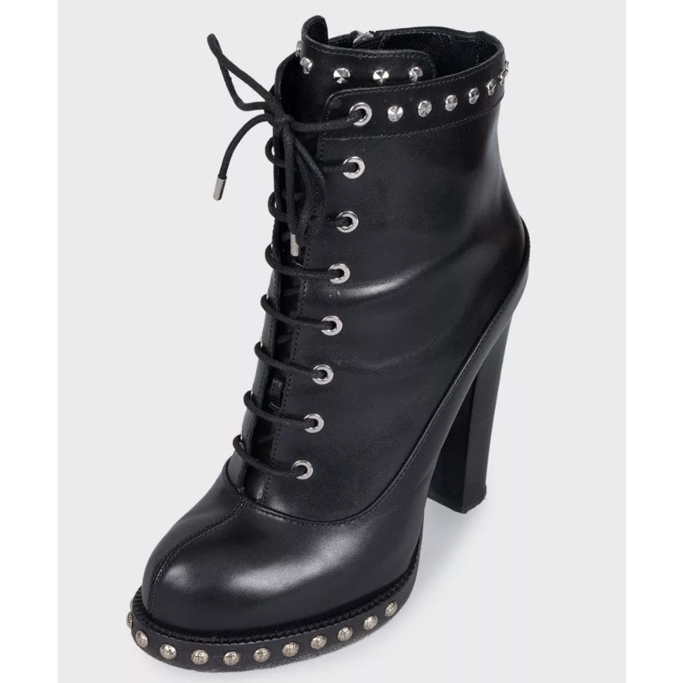 Alexander McQueen Black Leather Ankle Boots Sz.39 pre-owned