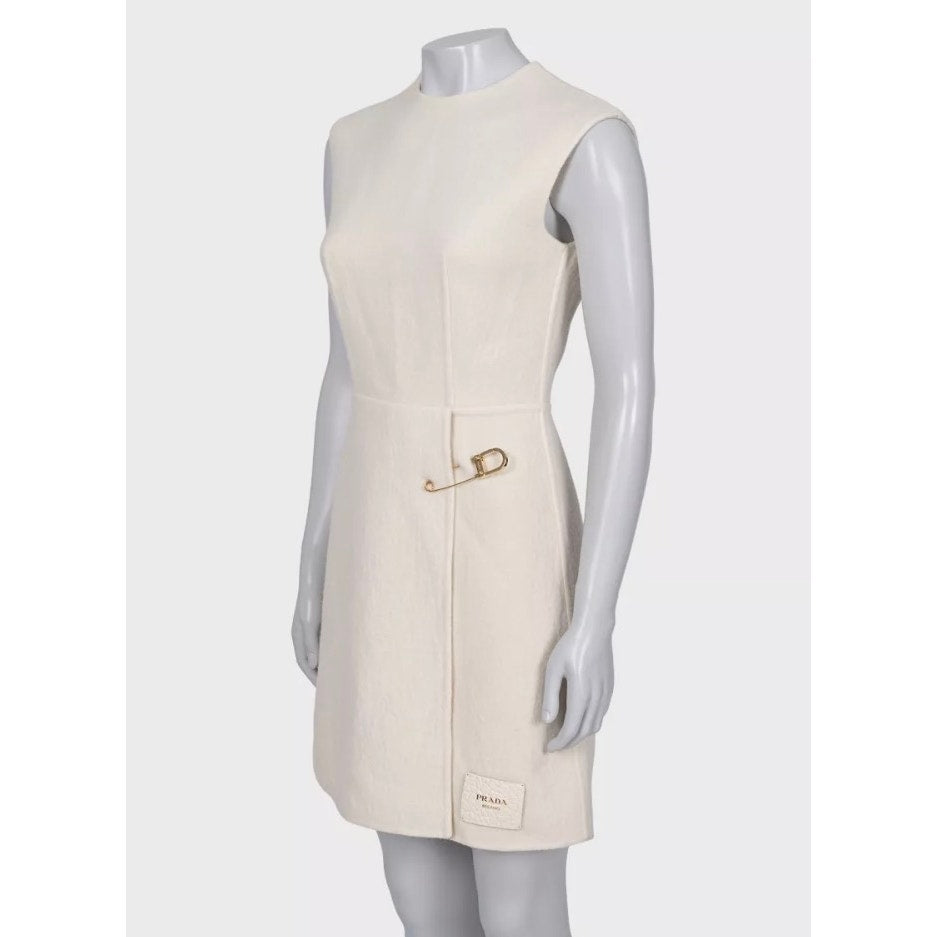Prada Cream Wool Fitted Pin Dress  XXS/IT36 pre-owned