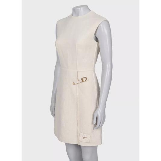 Prada Cream Wool Fitted Pin Dress  XXS/IT36 pre-owned
