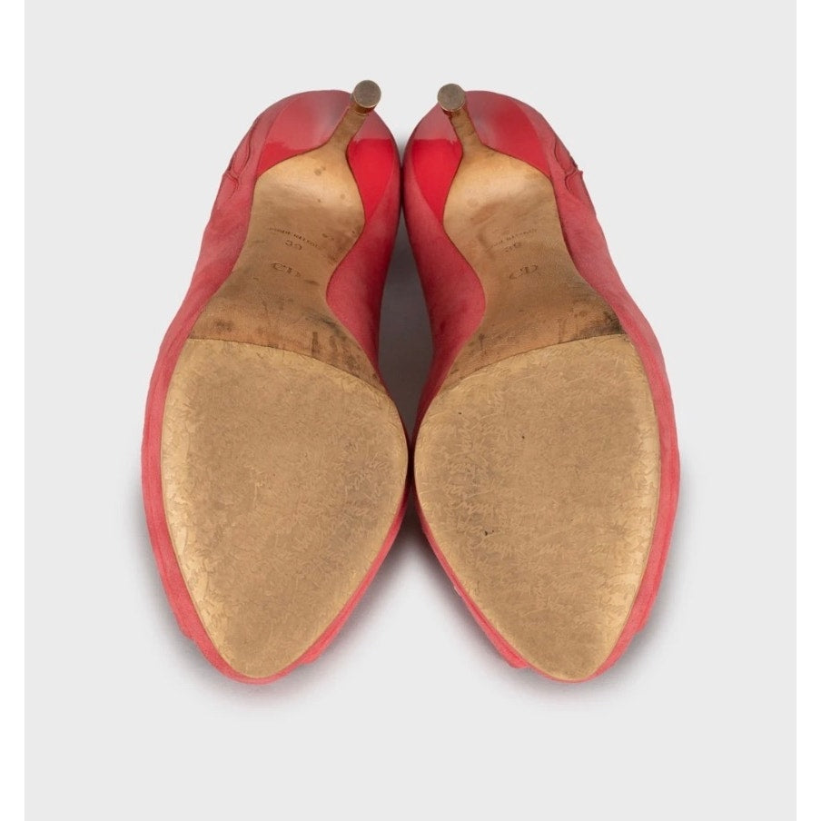 Christian Dior Pink Suede Open Toe Stiletto Pumps Sz.39 Pre-owned