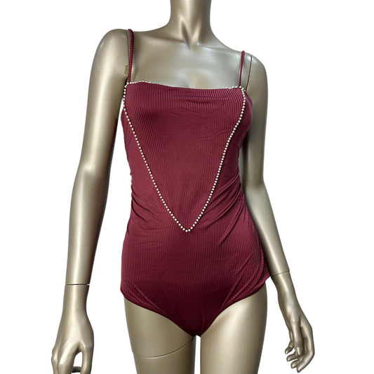 Chanel Burgundy Pearls Swimsuit Sz.42 pre-owned