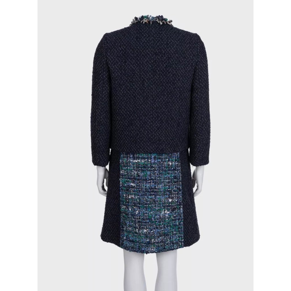 NWOT Louis Vuitton Blue Tweed Skirt Suit Set - Jacket & Skirt FR 38 Pre-owned