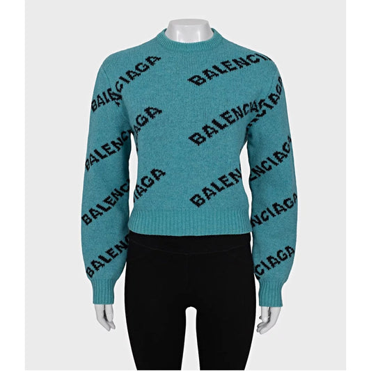 Balenciaga Green Wool Logo Sweater - Size XS (FR34) Pre-owned
