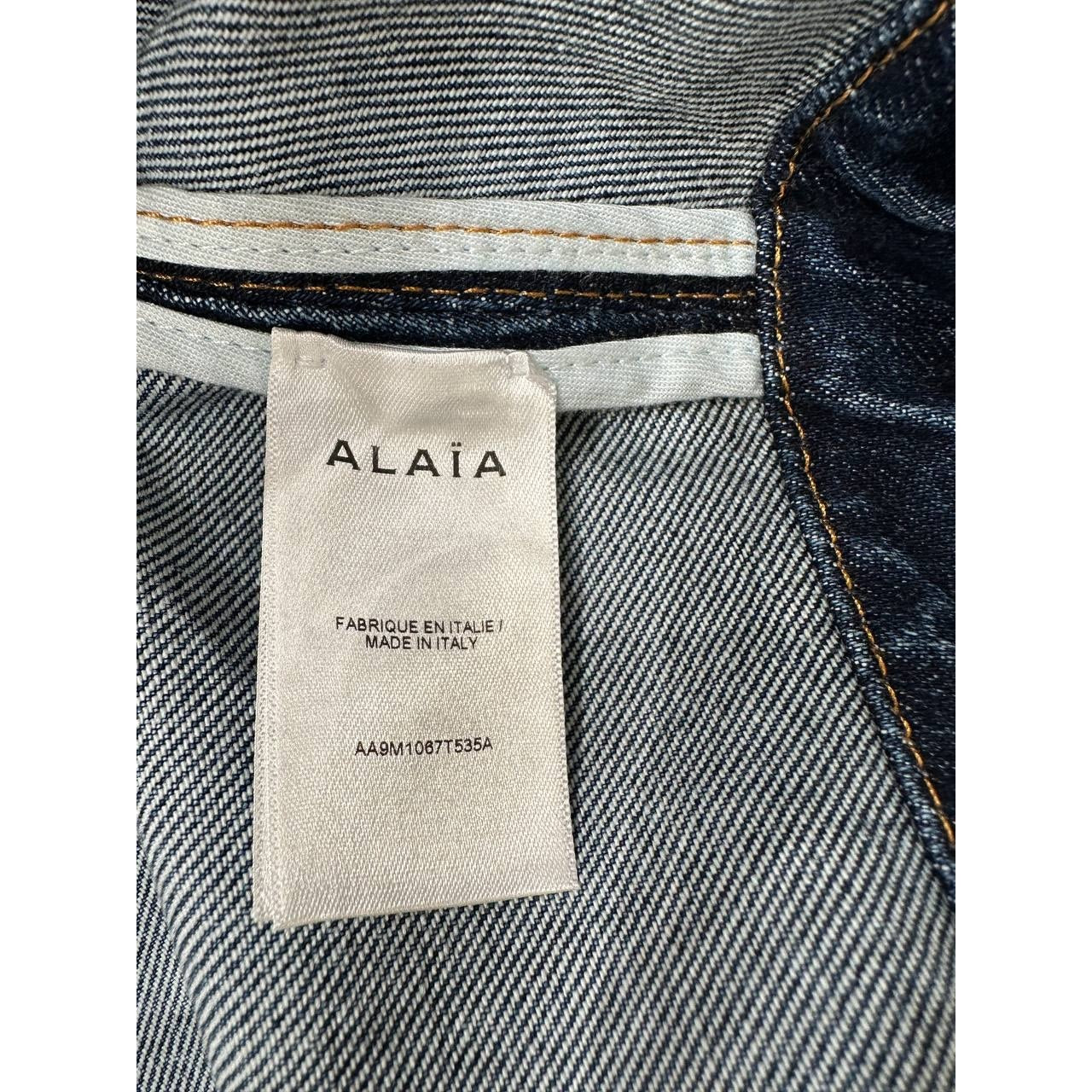 Alaïa Blue Faded Denim Asymmetric Trench Coat Sz 42 Pre-owned