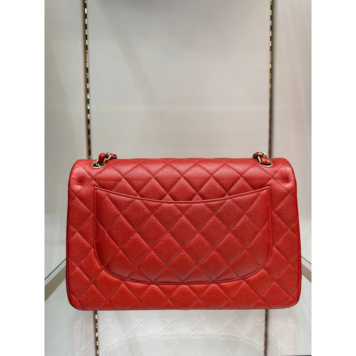Chanel Red Caviar Jumbo Double Flap Bag Pre-owned